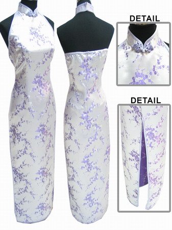 Chinese Backless Dress: White and Lilac