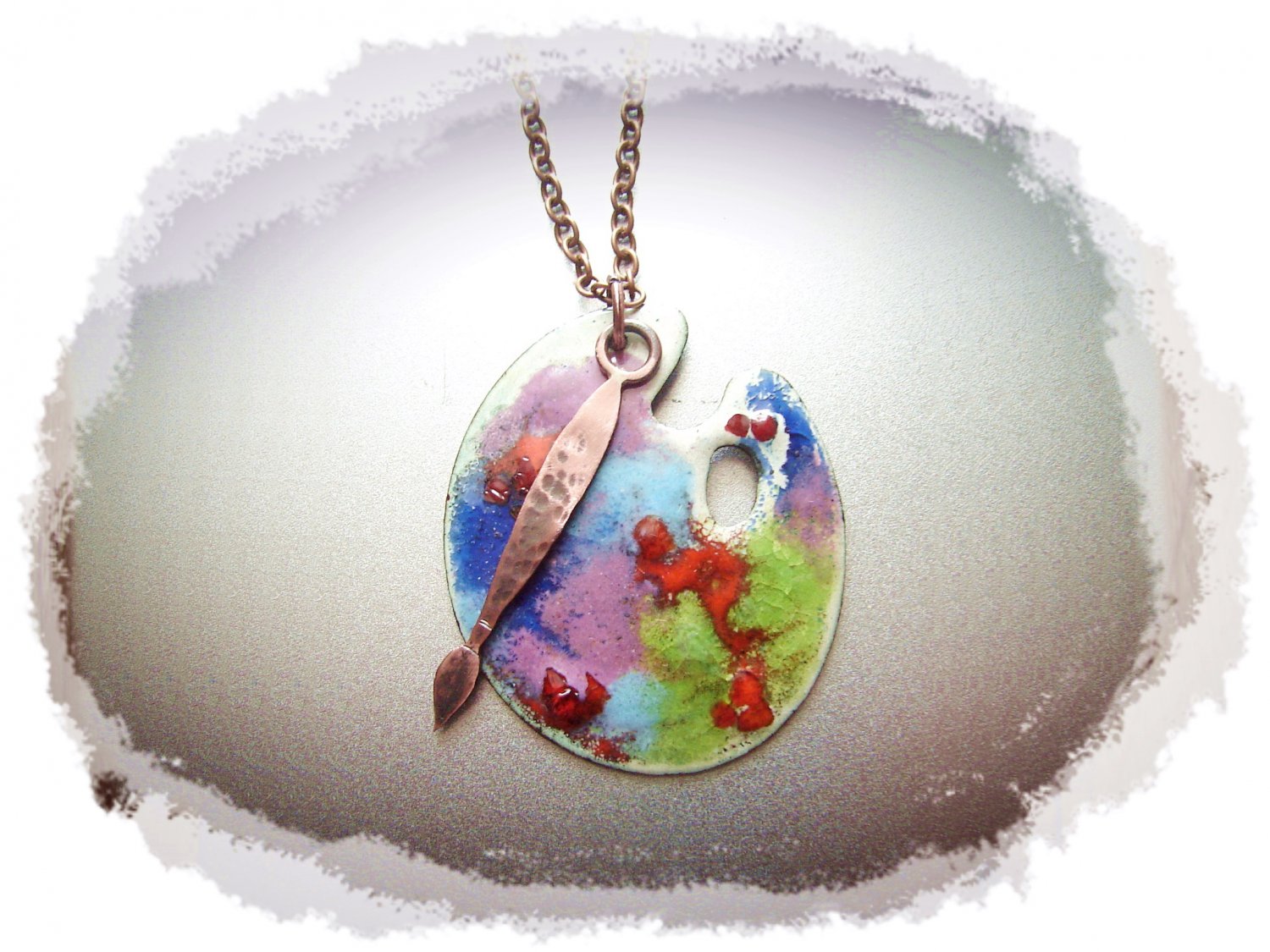 Necklace, Copper Pendant - Art Palette