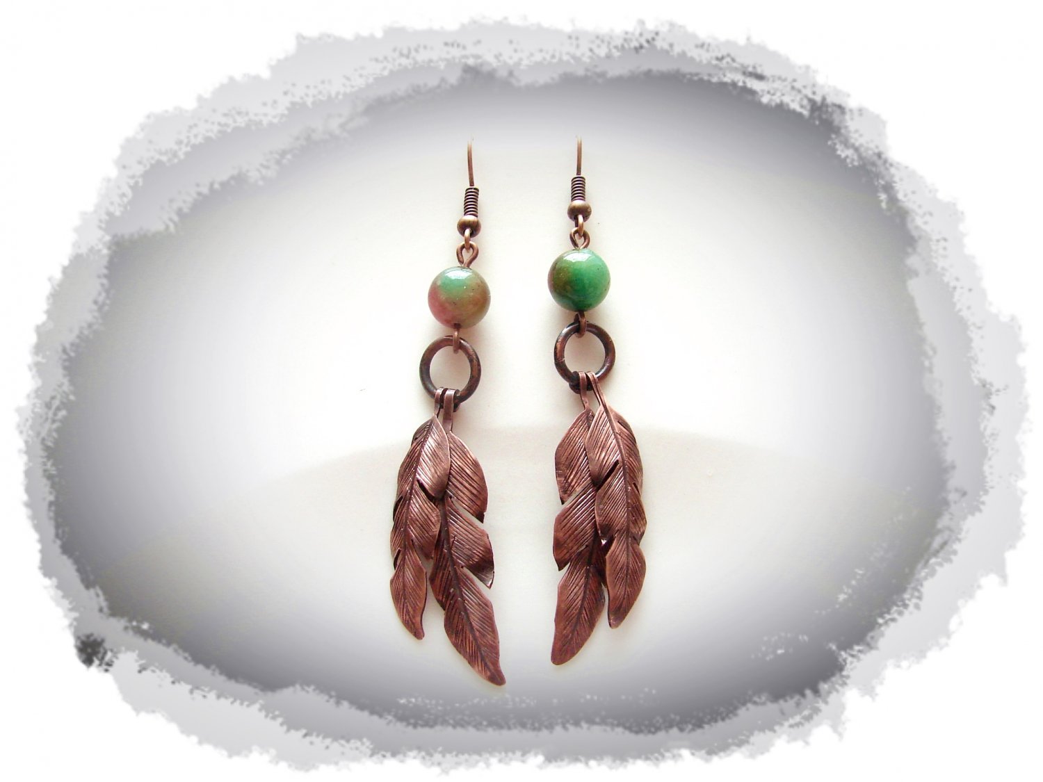 Earrings - Hand engraved feathers