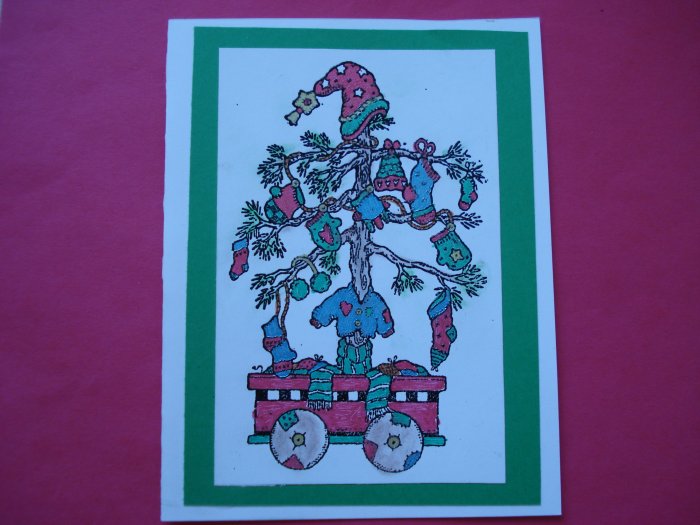 Country Christmas Card Tree In A Wagon