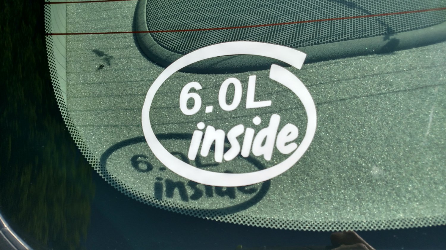 6.0L Inside Vinyl Car Window Bumper Sticker Decal Laptop 6.0 GM Vortec Ford L96 LS
