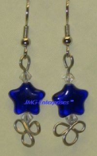 CZECH STAR & SWAROVSKI AUSTRIAN BEAD WIRE EARRINGS