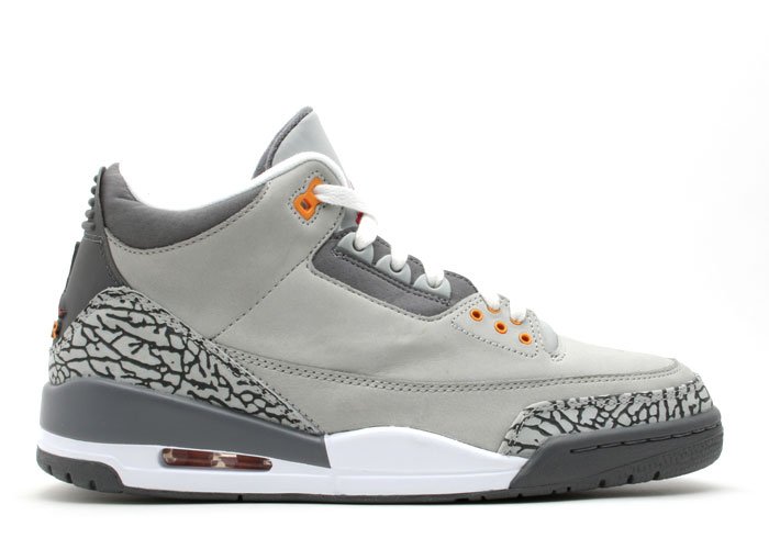 Air Jordan 3 - silver/sport red-light graphite-orange peel