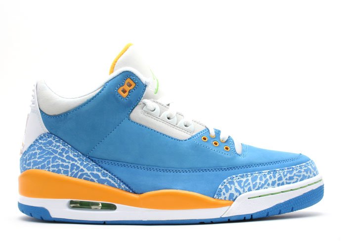 Air Jordan 3 - "do the right thing" brisk blue/radient green-pro gold