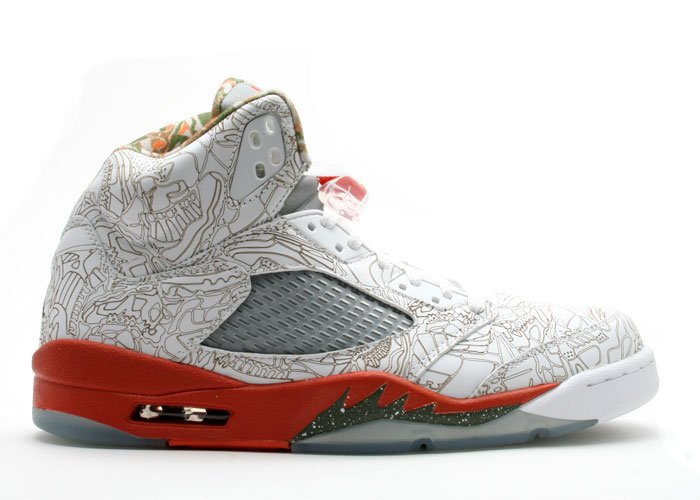 Air Jordan 5 - "laser" white/army olive-solar orange-bison