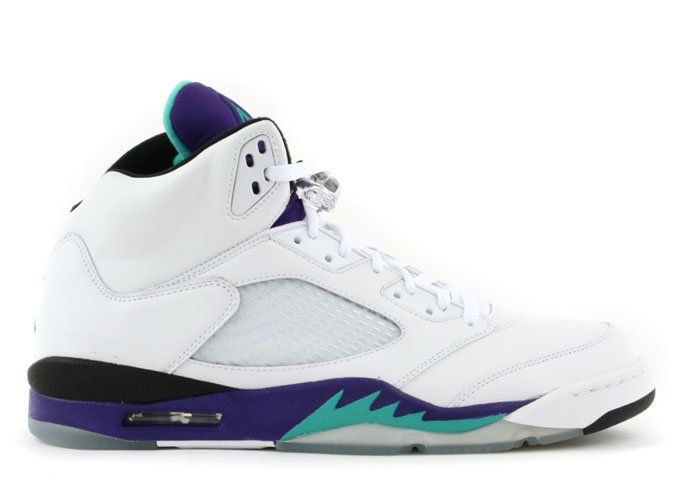 Air Jordan 5 - white/emerald green-grape ice