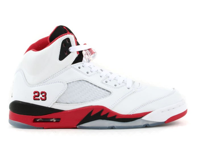Air Jordan 5 - white/fire red-black