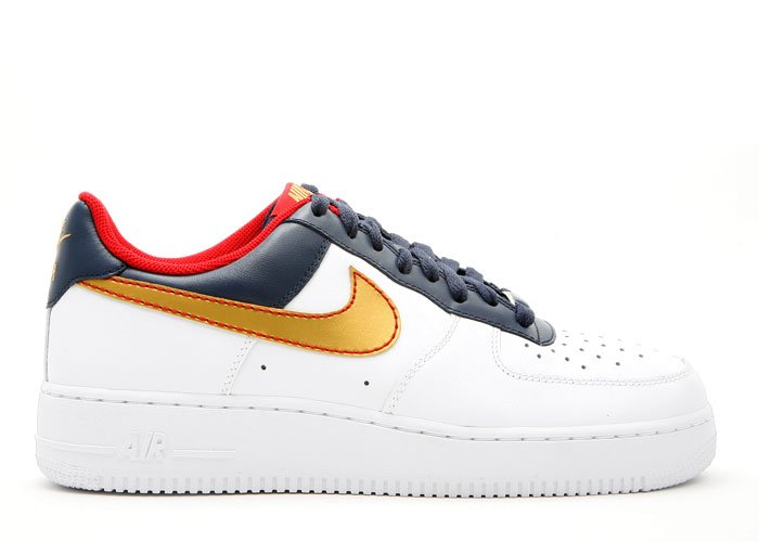 Air Force One Low - white/metallic gold-midnight navy