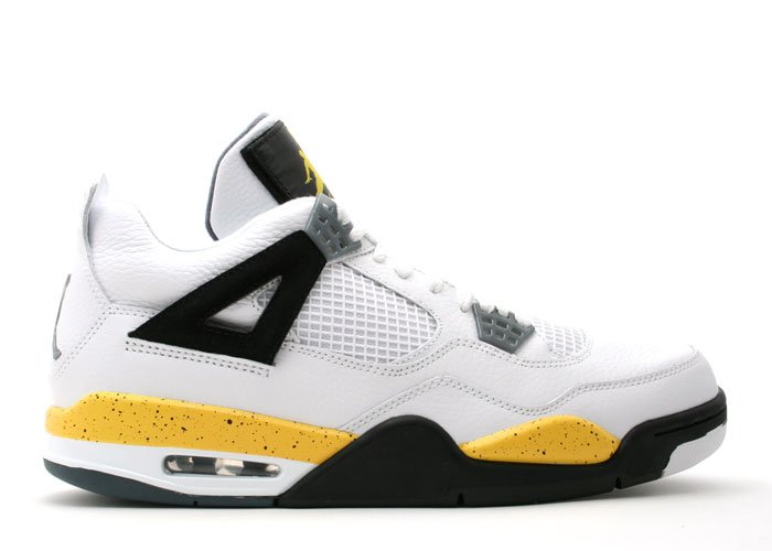 Air Jordan 4 - white/tour yellow-dark blue grey-black