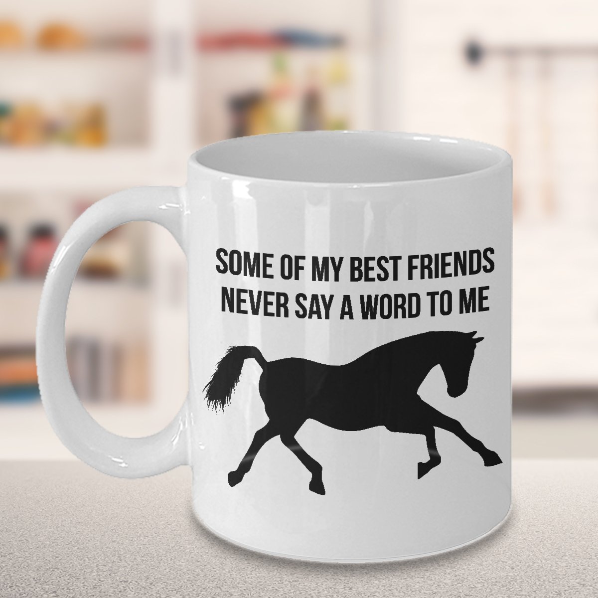 TeesCloset Dishwasher and Microwave Safe Ceramic Mugs for Horse Lovers (11oz, White)
