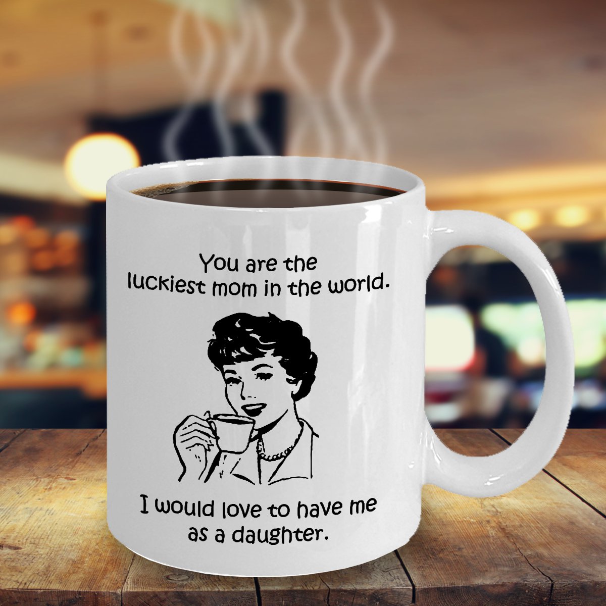 TeesCloset Funny Mother's Day Gift - Funny Mother's Day Mugs - Luckiest Mom (11oz)