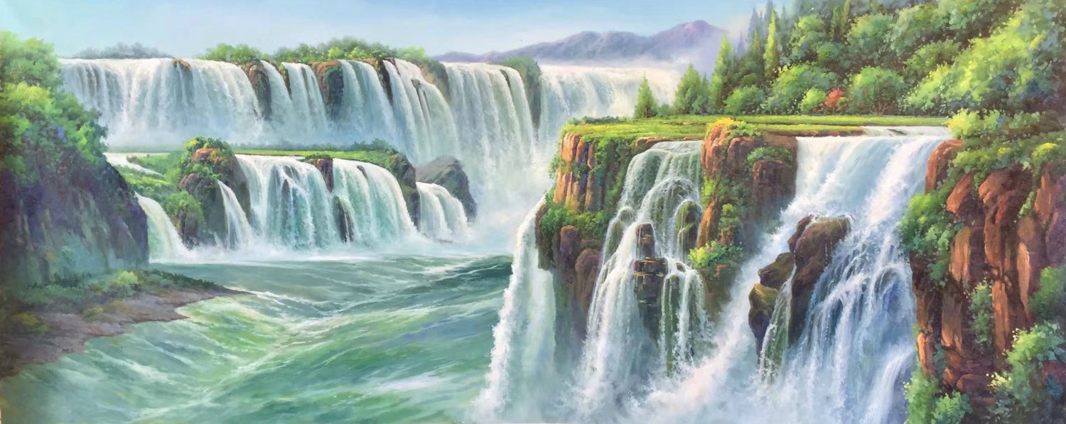 Пейзаж водопад цветной