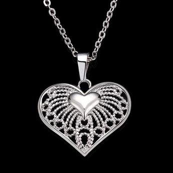 Love heart Pendant & Necklace, Silver Plated Heart