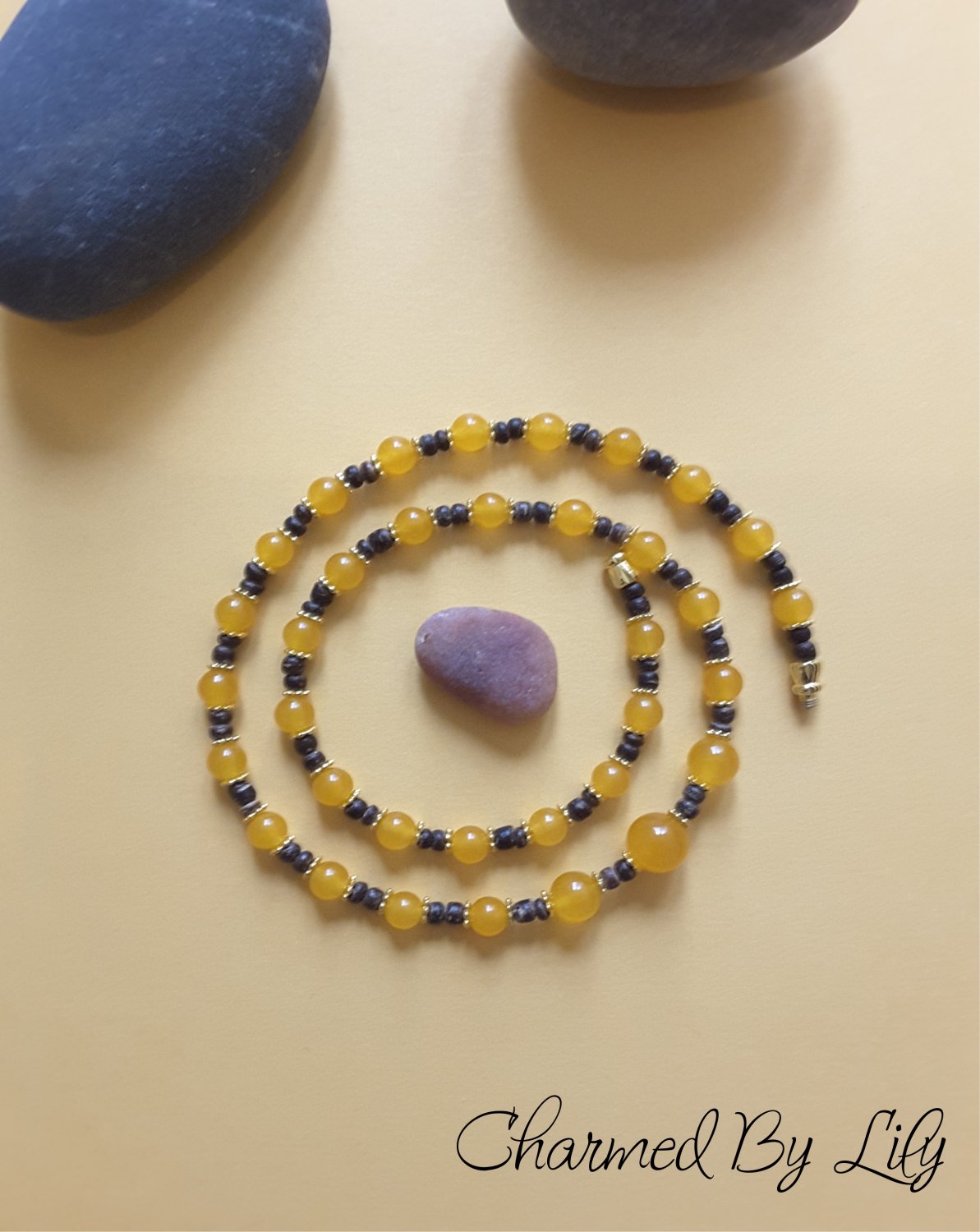 Yellow Jade Necklace. 6mm 8mm 10mm Round Beads. Genuine Natural Jade Stones.