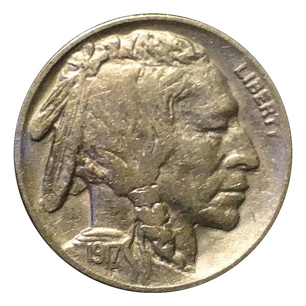 1917 Buffalo Nickel / 5C Five Cents - AU / Almost Uncirculated - Full Horn
