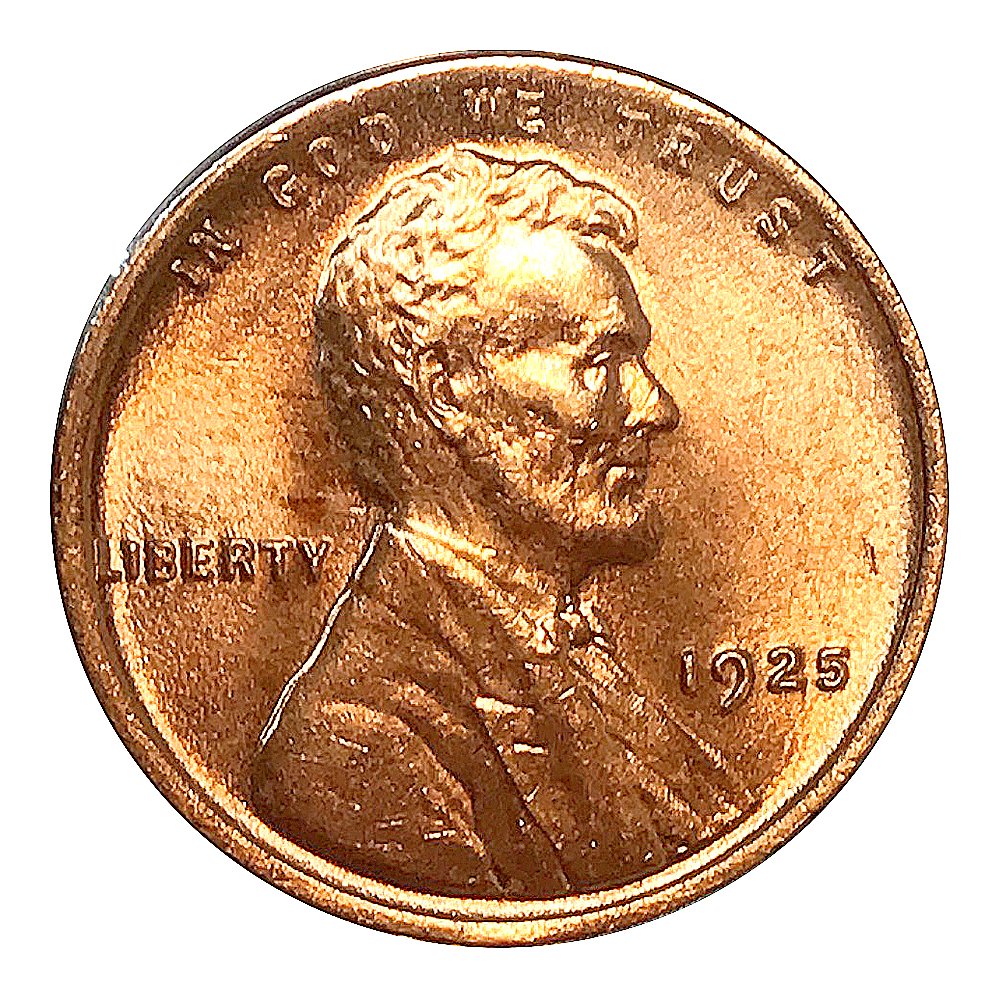 1925 P Lincoln Wheat Cent - Red Gem BU / MS RD / Unc - Luster