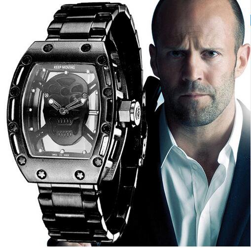 New Pirate Skull Watches Men Richard Style Quartz Military male stainless Steel Wrist Watch