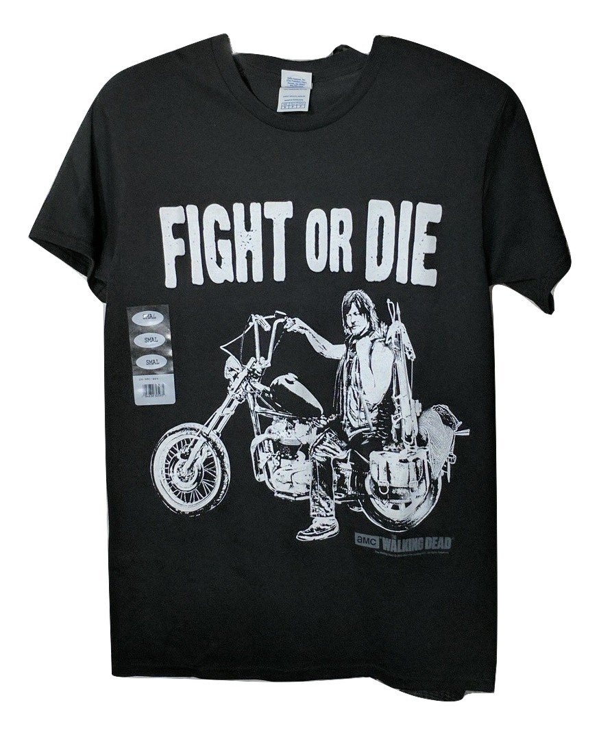 New, Fight Or Die, Daryl Dixon Licensed, The Walking Dead, Men's T-Shirt, Size S