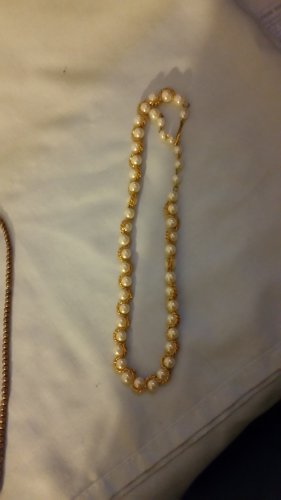 Vintage Satin Gold Pearl Like Necklace