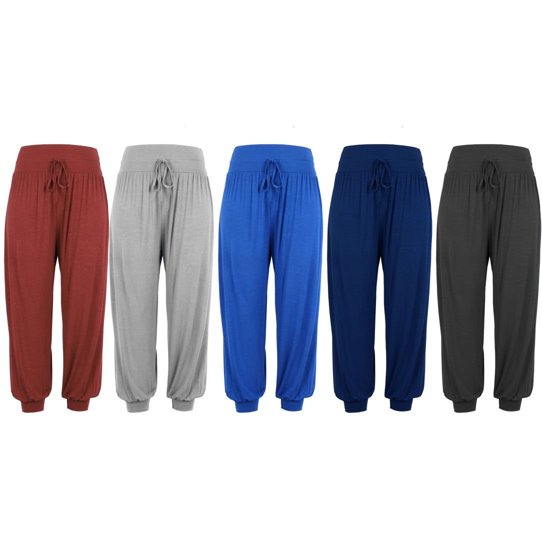 Women New Harem Trousers Pants Leggings Ladies Baggy Aladdin Boho Hippy UK Size 8 Navy