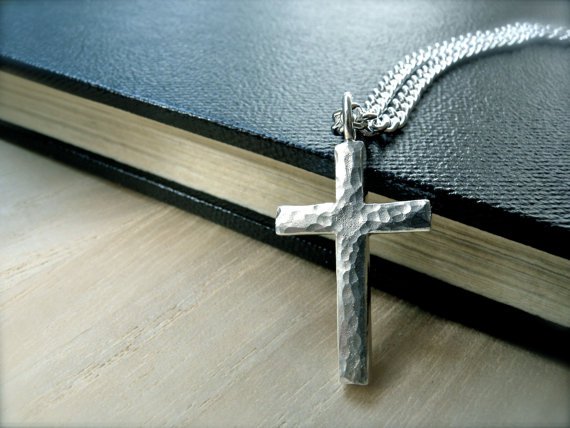 Silver cross necklace unique handmade jewelry sterling silver christian jewelry Mens cross necklace