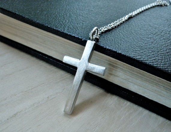 Simple cross necklace sterling silver women jewelry cross pendant christian gift idea for her