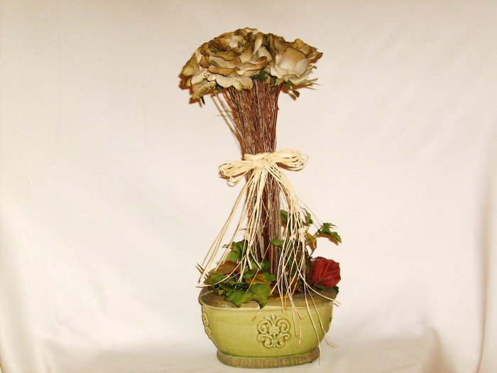 Green Open Roses Topiary