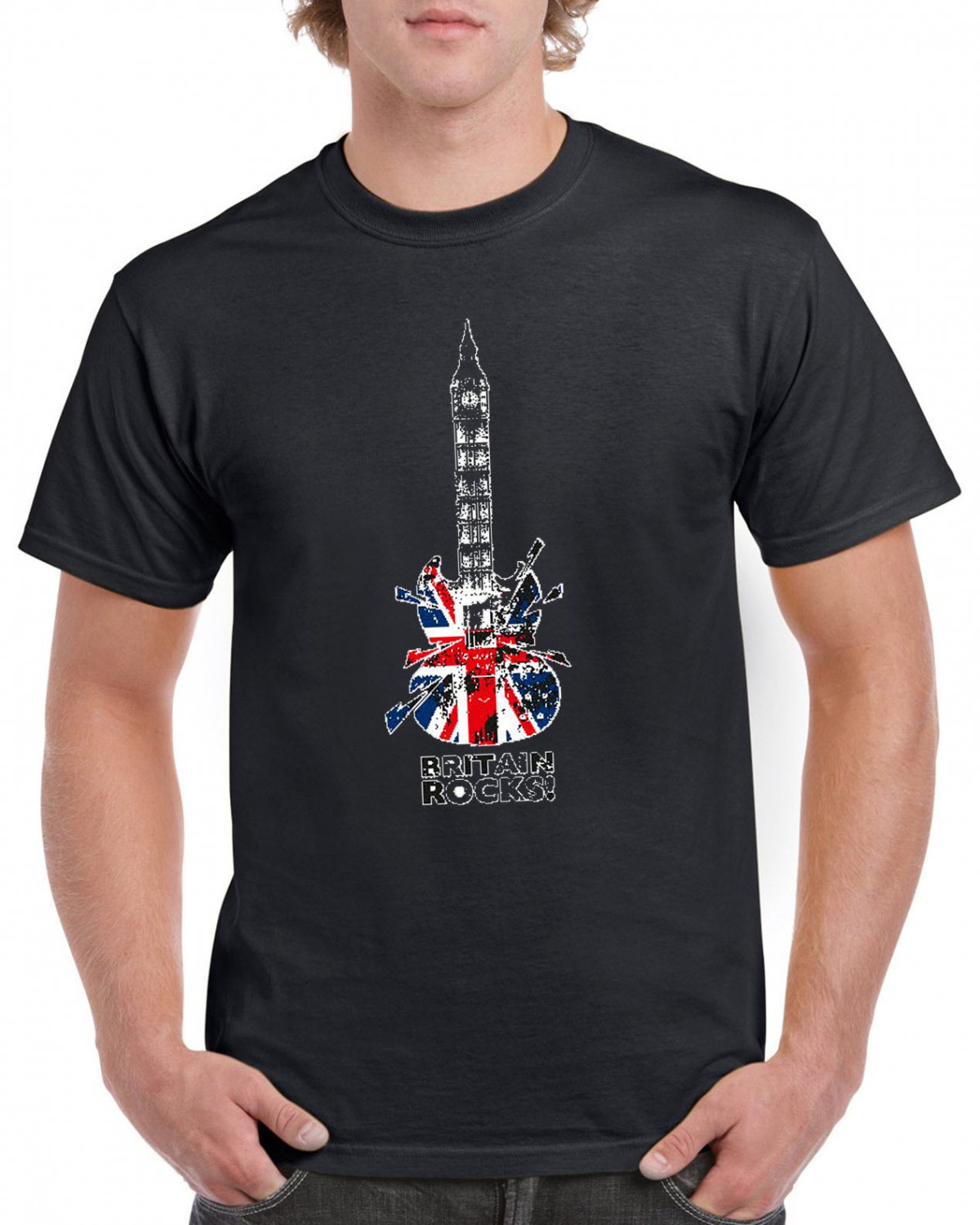 Britain Rocks Classic Rock T-shirt British Uk London England Flag Tshirt Guitar Cool Hard Rock Tee