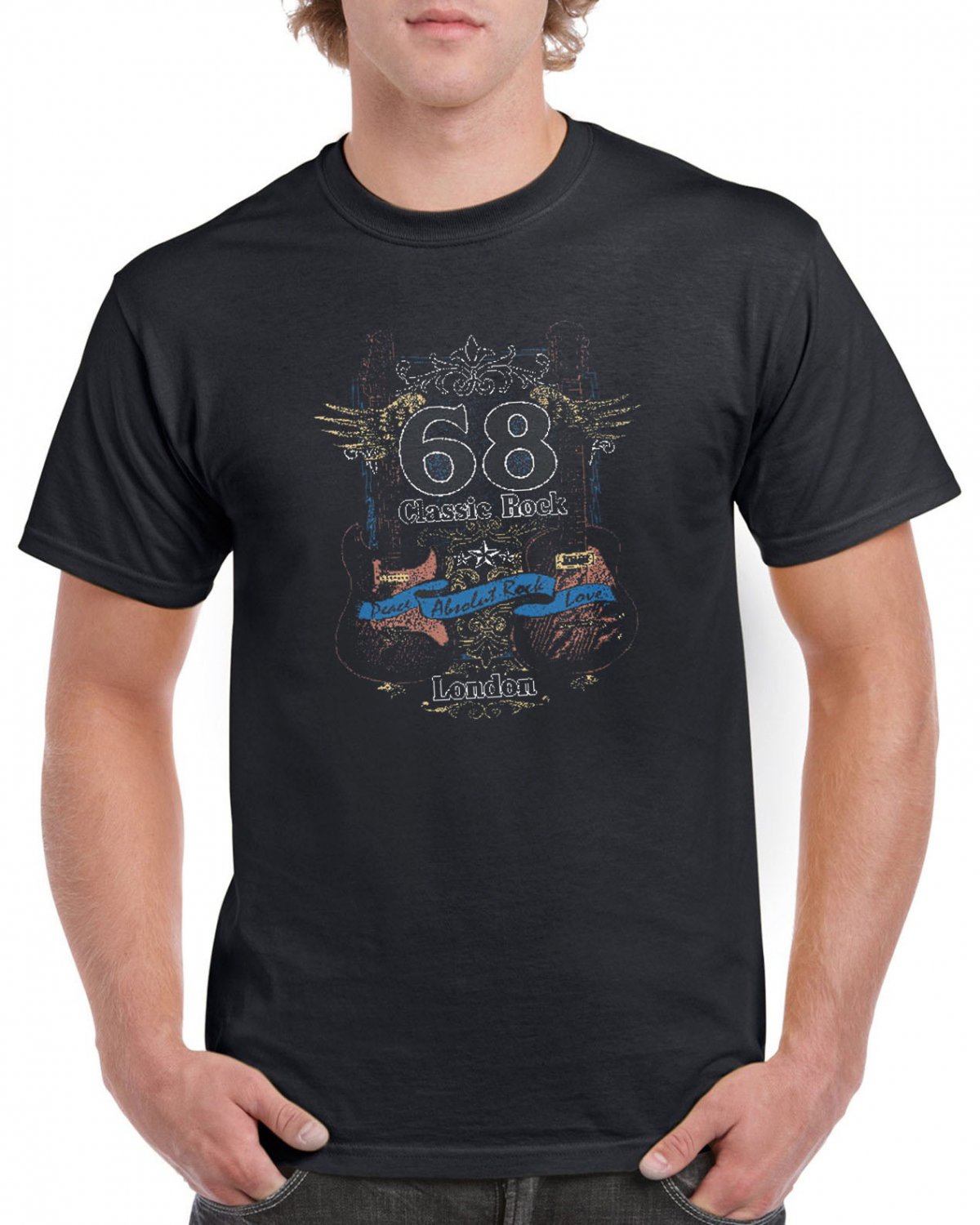 Classic Rock 68 London T-shirt Absolut Rock Love Tshirt Guitars Cool Top Tee