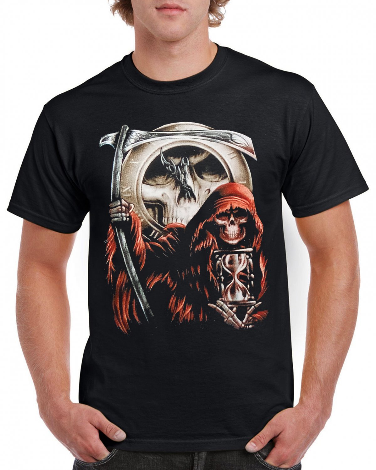 Gothik Sickle Skulls T-shirt Heavy Metal Rock Tshirt Festival Top Tee