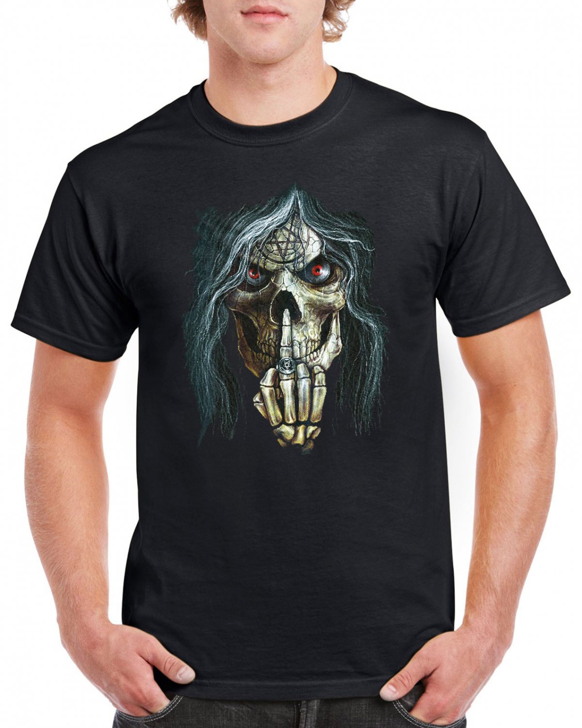 Heavy Metal Skull Skeleton F*ck You T-shirt Devil Cool Music Tshirt Festival Top Tee