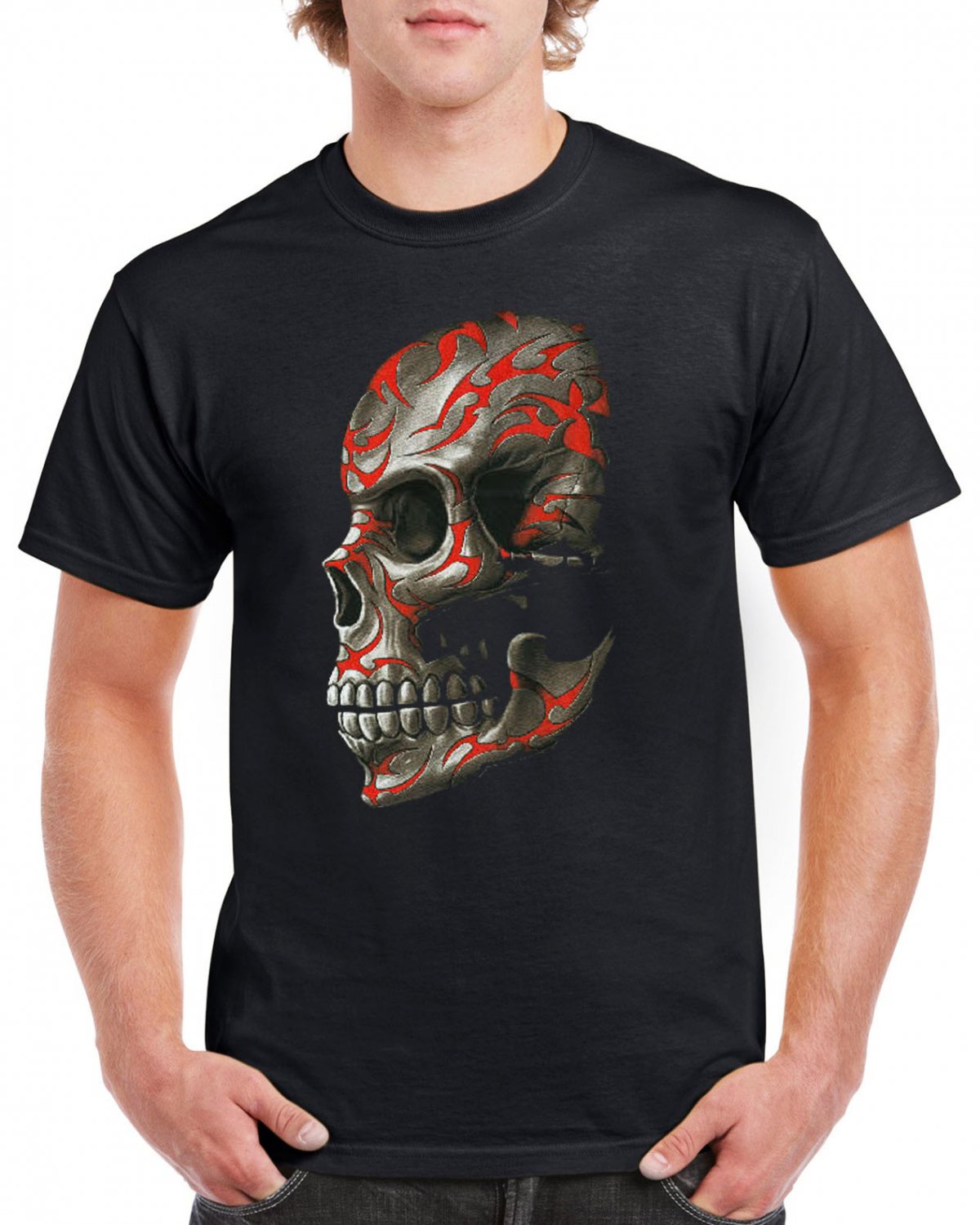 Heavy Metal Skull Skeleton T-shirt Gothic Cool Tshirt Music Festival Top Tee