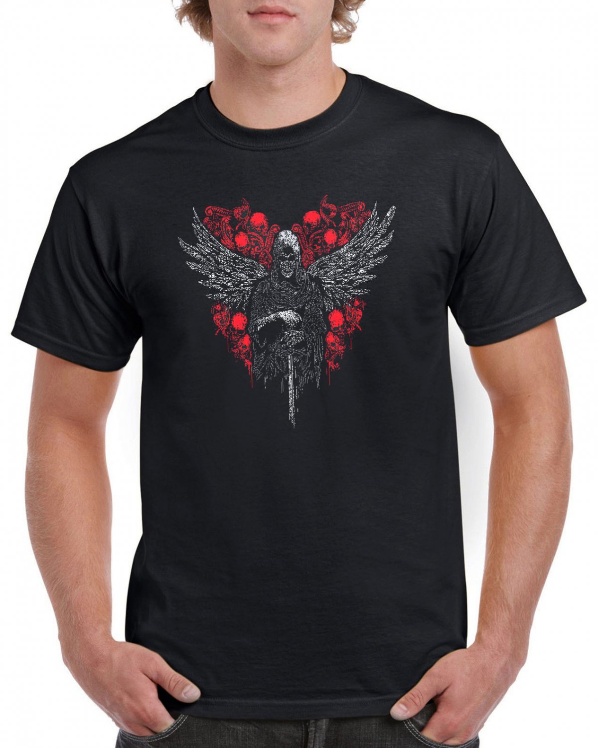 Heavy Metal Skulls T-shirt The Beast Sword Cool Tshirt Music Festival Top Tee
