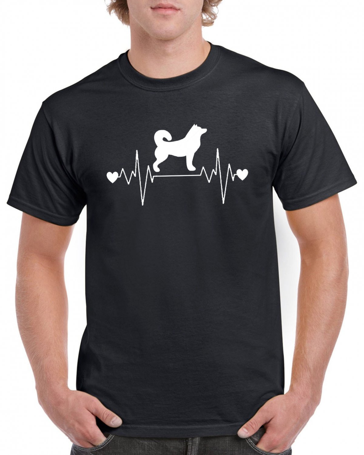 Akita Dog Heart Pulse Rate T-shirt Dog Lovers Tshirt Cool Unisex Top Tee