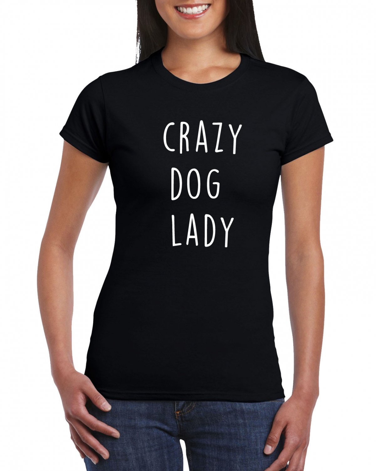 Crazy Dog Lady T-shirt Cool Funny Ladies Tshirt Puppy Women Girlfriend Top Tee
