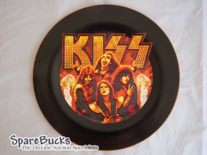 NEW KISS 'Flames' Decoupage Plate Limited Edition