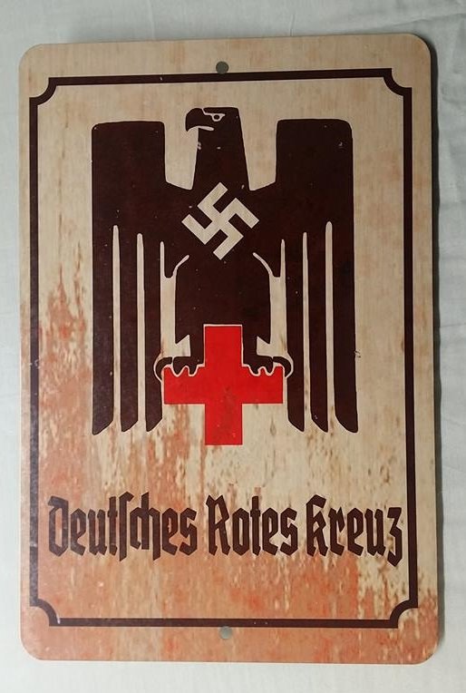 WWII WW2 Nazi GermanDRK Red Cross eagle Propaganda Metal sign