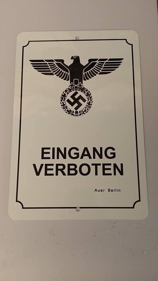 ENTRANCE FORBIDDEN WWII WW2 Nazi German swastika eagle Propaganda Metal sign