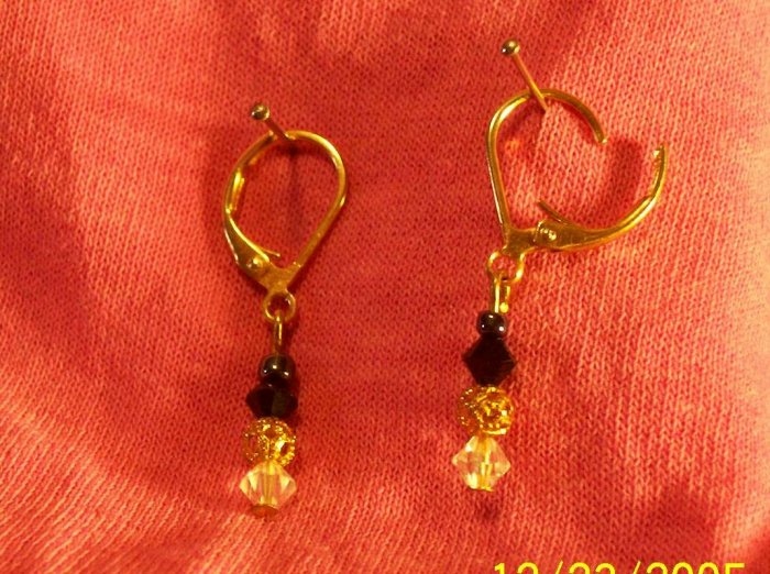 Swarovski and Blue Glass bead Earrings