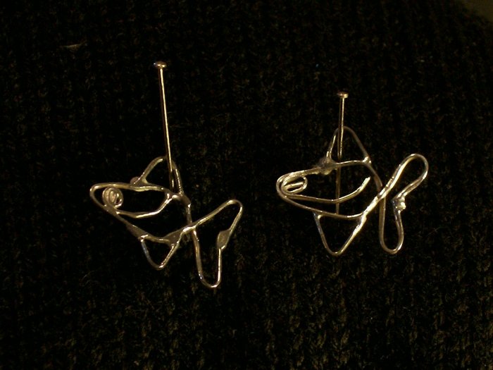 Silver Wirework FishPush Style Earrings