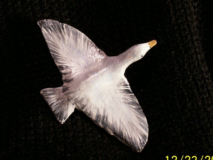 Flying White Goose Polymer Clay Pin brooch