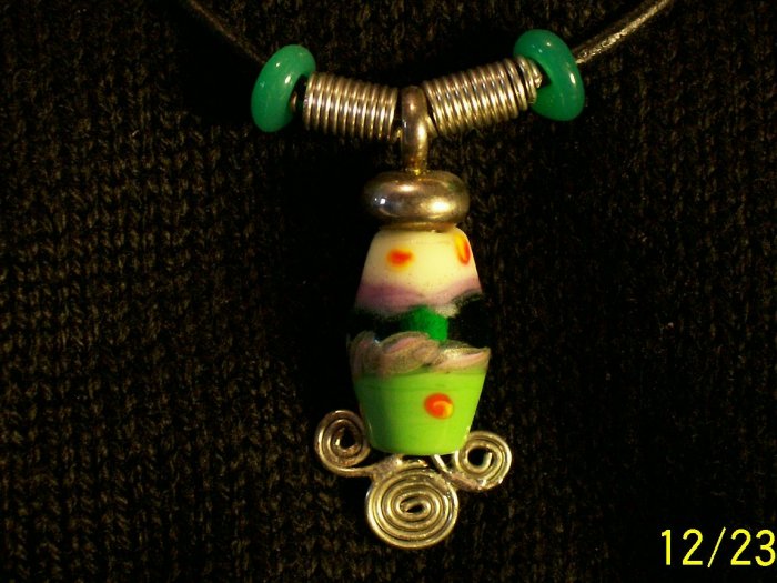 Lampwork Glass Horizon Pendant with Leather Strap