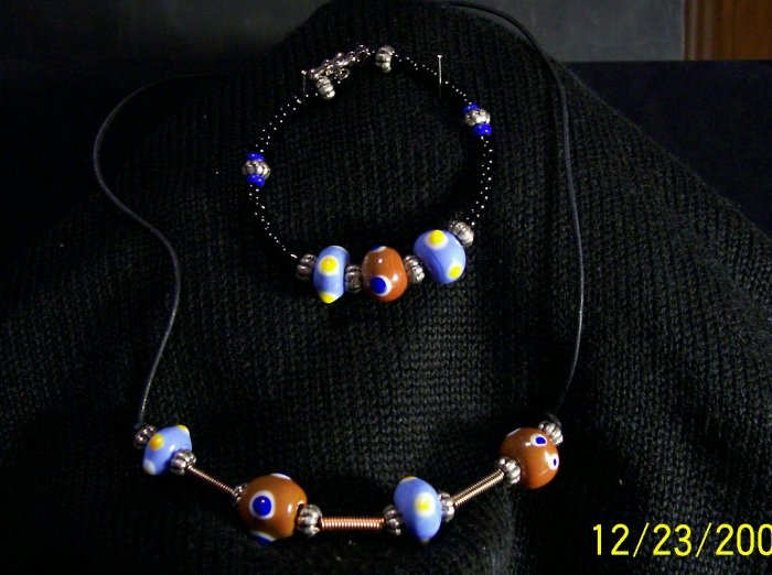 Fun Lampwoked Necklace Choker and matching bracelet