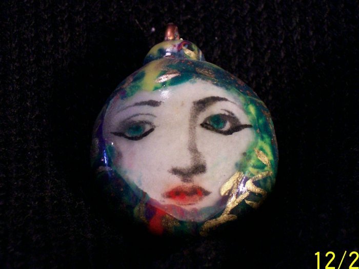 "Miss Terry" Mokume Gane, Polymer Clay Pendant,