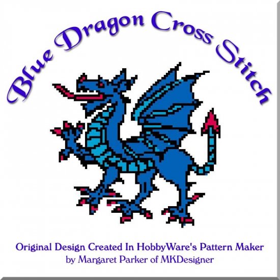 Blue Dragon Cross Stitch HobbyWare pat File or Graph