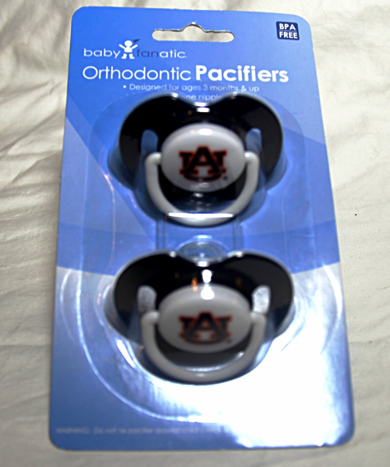 Auburn University Orthodontic Pacifiers by Baby Fanatic - Ages: 3 Months and up