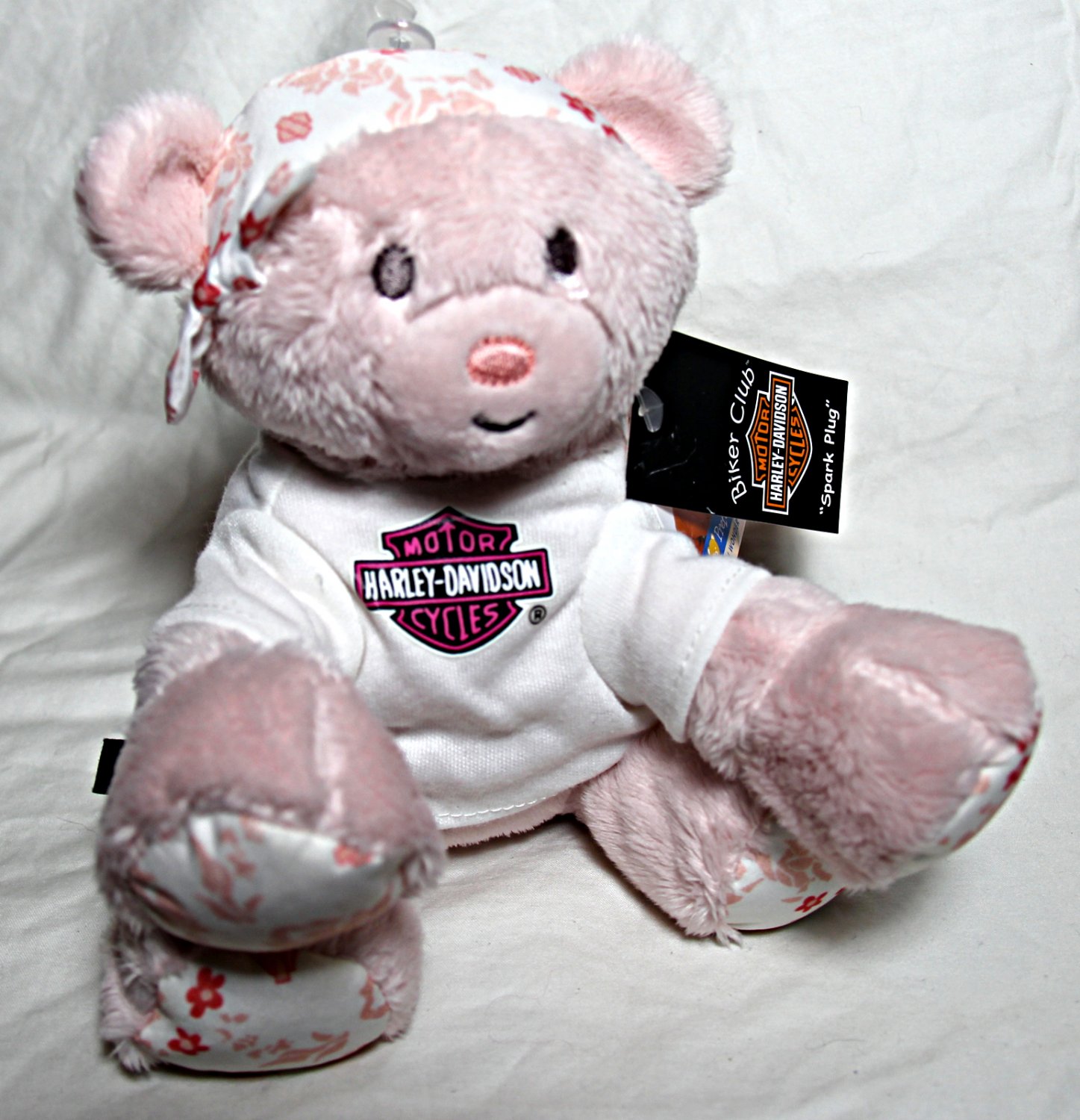 Harley-Davidson 6" Plush Pink Teddy Bear - "Spark Plug" - NEW w/Tags