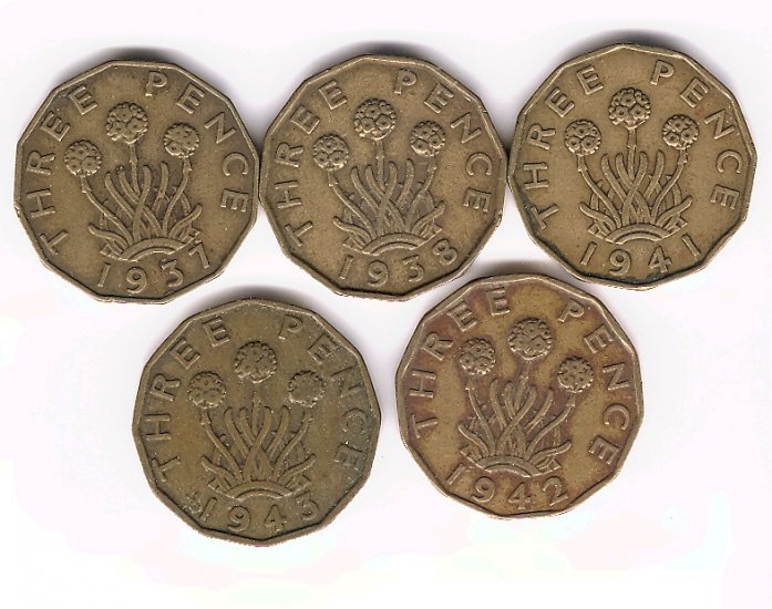 George VI Brass 3d Lot x5