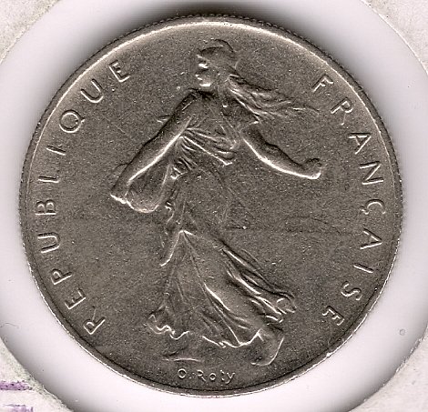 1968 1 Franc XF-45/AU