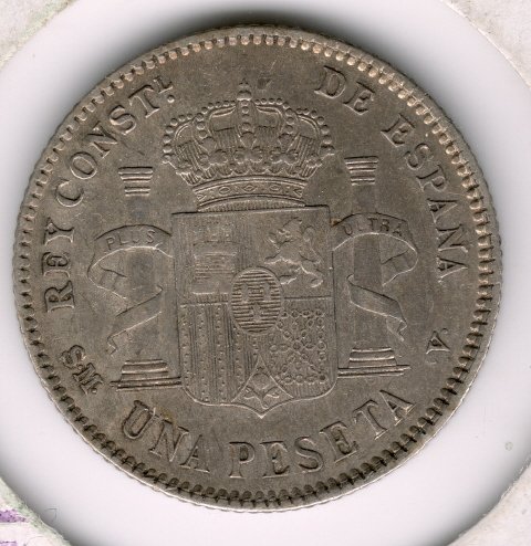 1903 Silver Peseta XF-45/Aunc